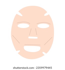 Flat vector cartoon illustration of a face sheet mask with serum. A daily skin care product. Isolated design on a white background.