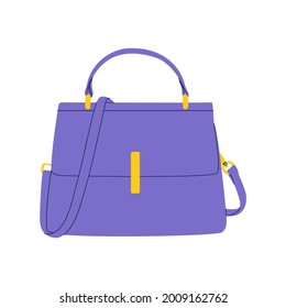 Flat vector cartoon illustration of a fashionable bag. A modern stylish accessory isolated on a white background.