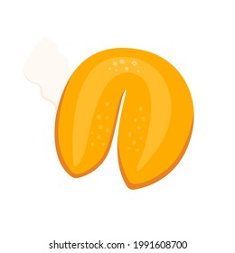 Dibujo de dibujos animados de vector plano de las galletas de la fortuna. Dibujo aislado sobre un fondo blanco.