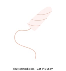 Eine flache Vektorgrafik eines Tampons, der von einer Frau während der Menstruationszeit verwendet wird. Einzigartiges Design auf weißem Hintergrund.