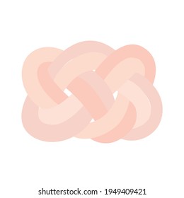 Flat vector cartoon illustration of a knot pillow. Soft plush interior decor. Isolated design on a white background.