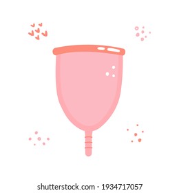Dibujo gráfico de vector plano de una taza menstrual. Protección ecológica para las mujeres en días críticos. Producto higiénico femenino. Cero nivel de residuos. Protección del ciclo menstrual, higiene de la mujer.