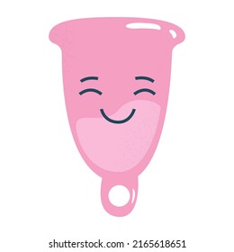 Flat vector cartoon illustration of a menstrual cup. Eco-protection for women in critical days. Zero waste level. Protection of the menstrual cycle, women's hygiene.