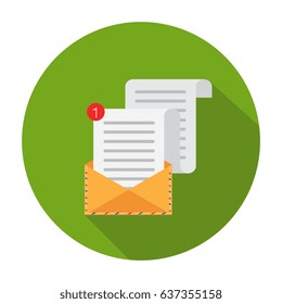 Flat vector cartoon illustration. Open Envelope. Vector illustration. Letter and envelope vector icon. Isolated on a background. 