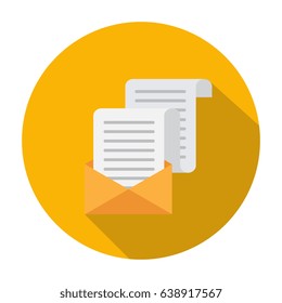 Flat vector cartoon illustration. Open Envelope. Vector illustration. Letter and envelope vector icon. Isolated on a background. 