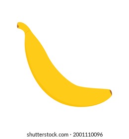Flat vector cartoon illustration of a ripe banana isolated on a white background.