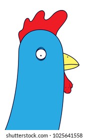 Flat Vector Cartoon Illustration. Rooster
