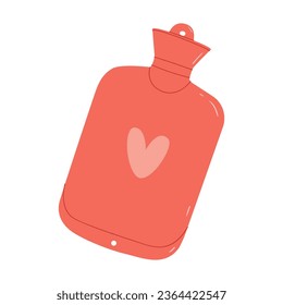 A flat vector cartoon illustration of a rubber heating pad used for painful menstruation. The concept of relieving the condition of a woman with pain and cramps during the menstrual period.