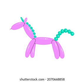Flat vector cartoon illustration of a unicorn-shaped balloon isolated on a white background.