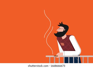 Caricatura vectorial plana hombre cigarrillo fumador