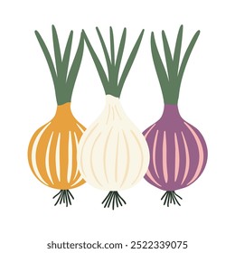 Flat Vector Cartoon Purple Onion, Whole. Hand-Drawn Fresh Onion Illustration. Isolated Closeup Icon for Food Design and Healthy Cooking, abstract