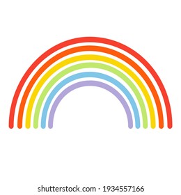 Flat vector cartoon rainbow design isolated on white background.