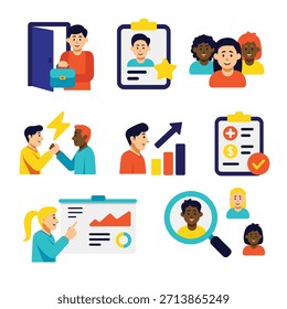 Flat vector cartoon Recruitment, Career, and HR Management Flat Icons - Powered by Shutterstock - Get 15% off with code: PIKWIZARD15