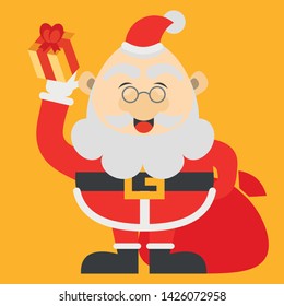 flat vector cartoon santa christmas and a happy new year