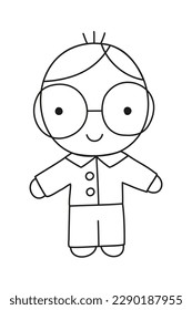 Flat vector cartoon student boy character wearing glasses in suit. Avatar icon concept