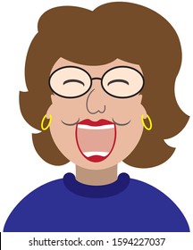 A flat vector cartoon woman is laughing at something funny