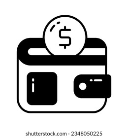Flat vector of cash wallet, icon of wallet having currency in editable style