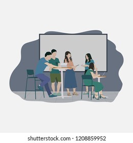 Flat Vector Casual Meeting Illustration