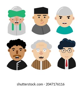 Carácter vector plano. Vector avatar con ojos. Feliz gente sonriente. vector de carácter musulmán