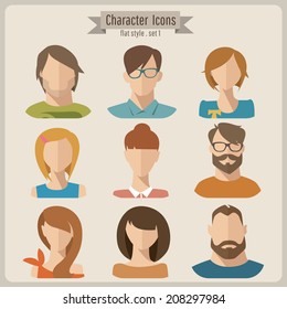 Flat vector characters