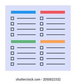 A flat vector of checklist template, editable design