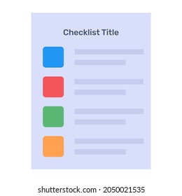 A flat vector of checklist template, editable design