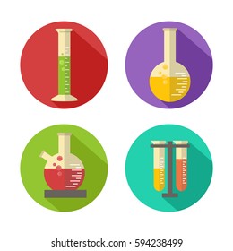 flat vector chemical flask and glass icon
