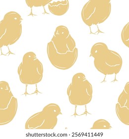 Flat vector chicks background. Whimsical illustration