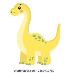 Flat vector children's illustration. Cute dinosaur on white background. Print for printing on children's products 