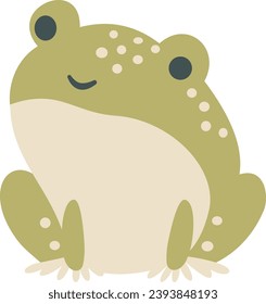 Flat vector children's illustration. Cute green frog