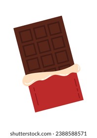Flat vector chocolate bar isolated on white background