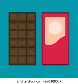 Flat vector chocolate isolated on color background