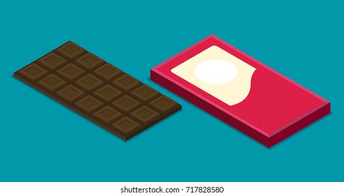 Flat vector chocolate isolated on color background