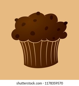 Flat vector chocolate muffin