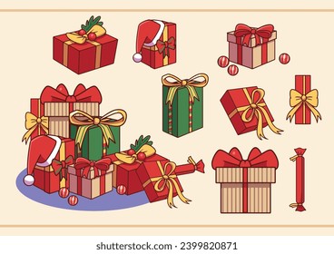 Flat Vector Christmas Gift Hand Drawn