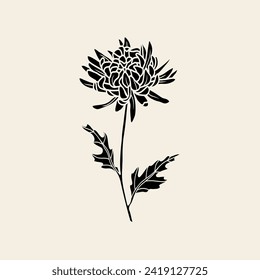 Rama de flor de crisantemo vectorial plano