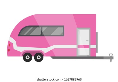 Flat vector classic camper trailer. Recreational