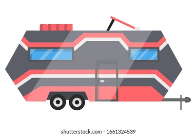 Flat vector classic camper trailer. Recreational