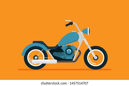 Flat vector classic motorcycle on color background