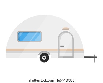 Flat vector classic Recreational camper trailer.