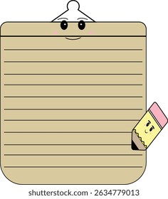 Área de transferência de vetor plana com um personagem de notas pegajosas sorridente, perfeito para lembretes e visuais escolares.