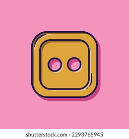 Flat vector clothes button illustration on cute pink background