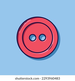 Flat vector clothes button illustration on cute blue background