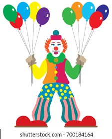 Flat Vector Clown with balloons