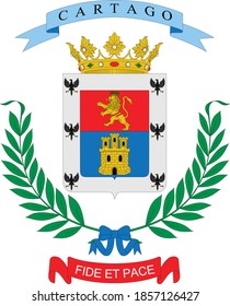 Flat vector coat of arms of Costa Rican province of Cartago