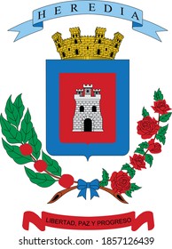 Flaches Vektor-Wappen der Provinz Heredia in Costa Rica