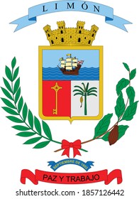 Flat vector coat of arms of Costa Rican province of Limón