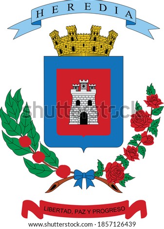 Flat vector coat of arms of Costa Rican province of Heredia
