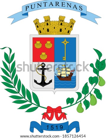Flat vector coat of arms of Costa Rican province of Puntarenas