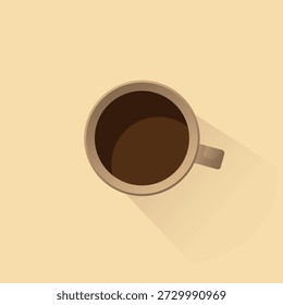 Fondo de luz de vista superior de taza de café de Vector plano